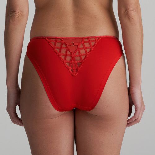 Slip Homme Type Brésilien Ouvert Zébré Rouge Et Noir - Marque Regnes - Polyester Tulle - Neuf Avec étiquettes