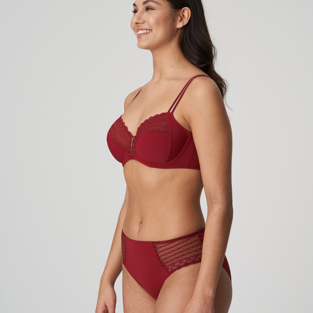 Underwired Bra in Dark Red - Flower Elegance