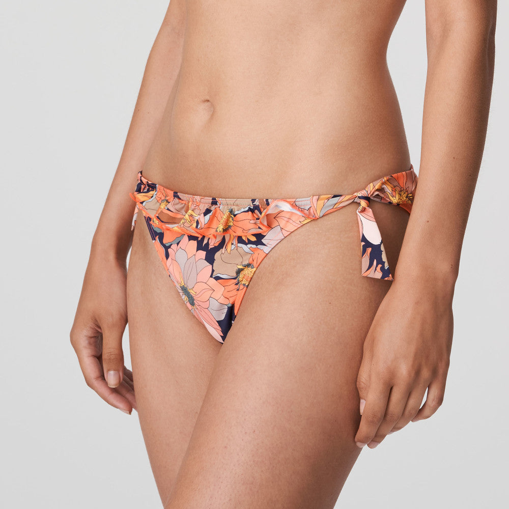 Coral high waisted bikini top